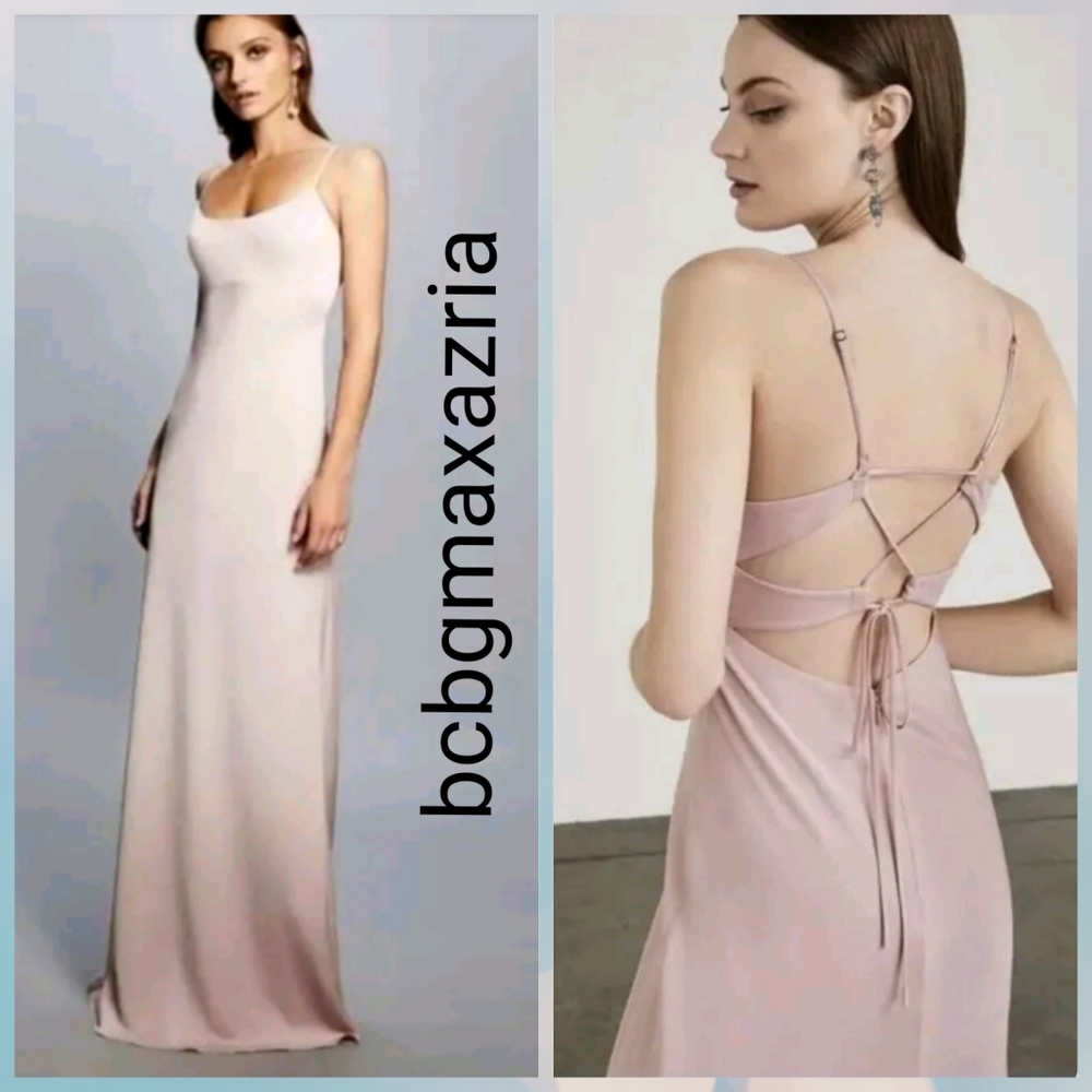 NEW  BCBGMAXAZRIA FAE SLEEVELESS LACE-UP GOWN DRESS MSRP $298 COLOR  TeaRose